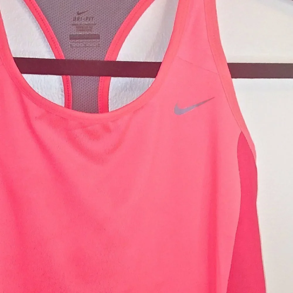 NIKE PINK & RED DRI-FIT RACERBACK WORKOUT TANK TOP - SIZE M